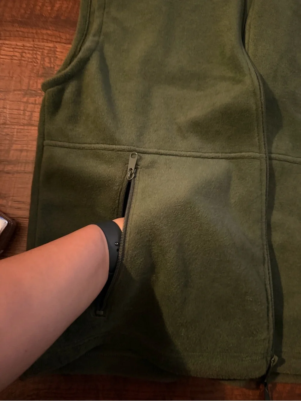 Columbia Fleece Vest Men's Green Olive Full Zip Sleeveless Outdoor Jacket Size L